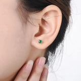 Emerald 14K Yellow Jade Earrings for Women Round Studs