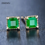 Emerald 14K Yellow Jade Earrings for Women Round Studs