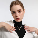 Dragonfly Pendant Necklace Vintage Freshwater Pearl Clavicle Chain