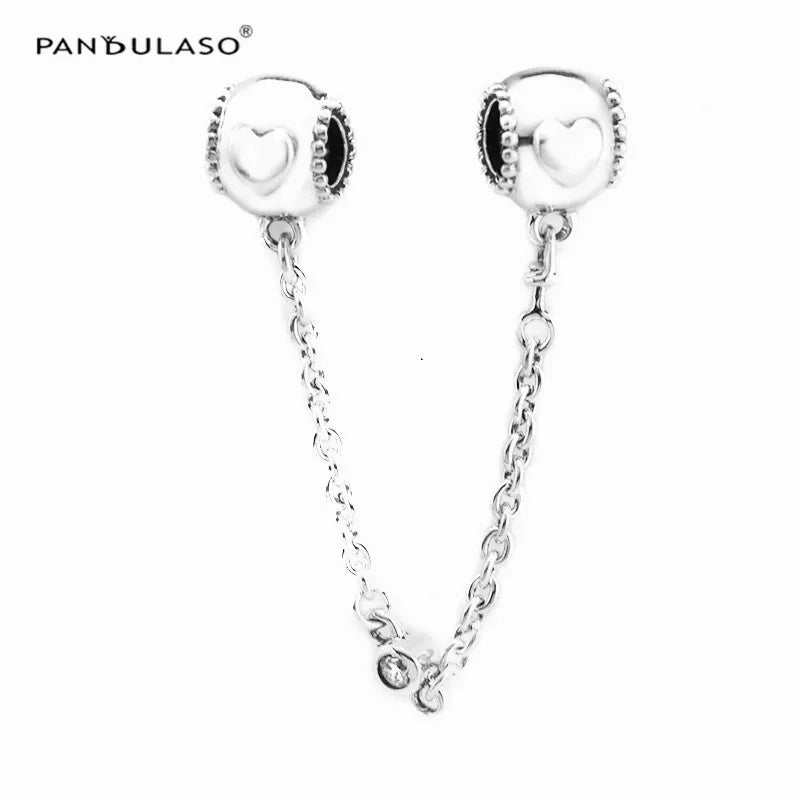 Embossed Hearts Safety Chain Bracelets Charms For Jewelry Making