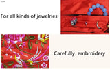 Oriental Silk Embroidered Jewelry Roll Wrap Gem Organizer