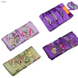 Oriental Silk Embroidered Jewelry Roll Wrap Gem Organizer