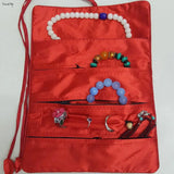 Oriental Silk Embroidered Jewelry Roll Wrap Gem Organizer