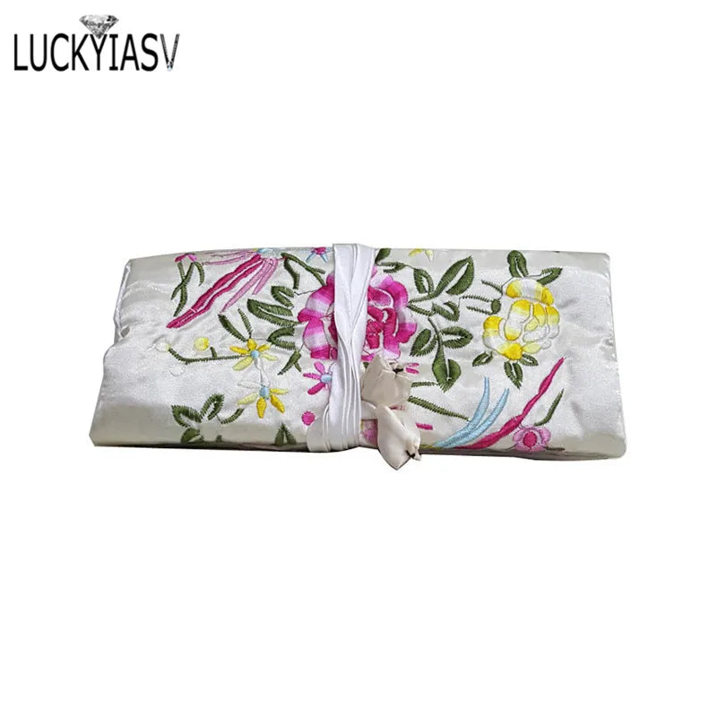 Chinese Wind Embroidered Jewelry Storage Bag Silk Organizer Travel Pouches