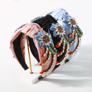 Crystal Rhinestone Headband Top Knot Hair Accessory