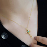 Emerald Crystals Key Pendant Light Green Gemstone Necklace