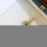 Emerald Crystals Key Pendant Light Green Gemstone Necklace Engagement Jewelry