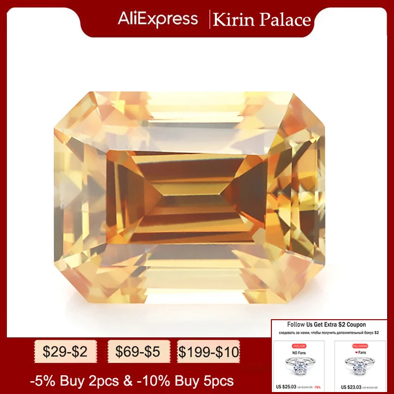 Emerald Cut Champagne Moissanite Diamond for Jewelry Making