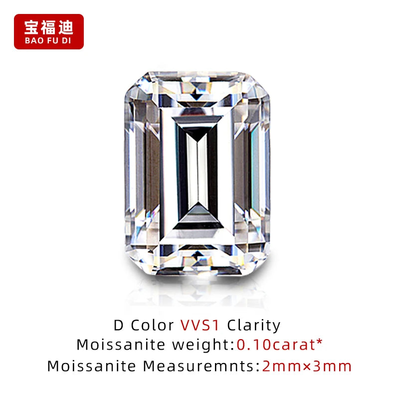 Emerald Cut Moissanite D VVS1 Loose Diamond