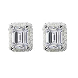 Emerald Cut Moissanite Diamond Stud Earrings 925 Sterling Silver Bridal Jewelry