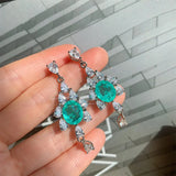 Emerald Gemstone Water Droplet Earrings Wedding Bridal Tassel Jewelry