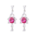 Emerald Gemstone Water Droplet Earrings Wedding Bridal Tassel Jewelry