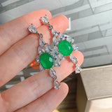 Emerald Gemstone Water Droplet Earrings Wedding Bridal Tassel Jewelry