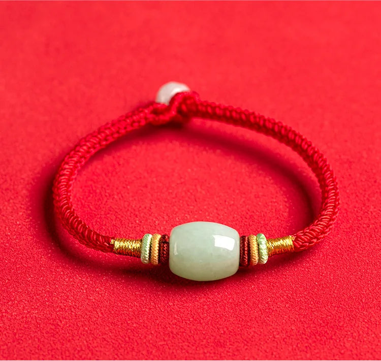 Emerald Jade Beaded Bracelet Vintage Green Charms Bangle Man Jewelry Natural