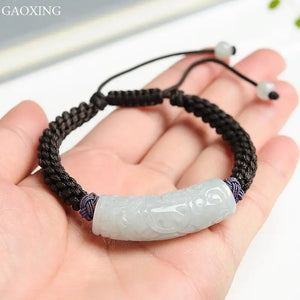 Emerald Jade Beaded Bracelet Gemstones Charm Natural Jewelry Talismans Bead