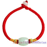 Emerald Jade Beaded Bracelet Natural Amulet Green Carved Jewelry