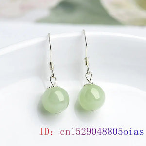 Emerald Jade Beaded Earrings Green 925 Silver Accessories