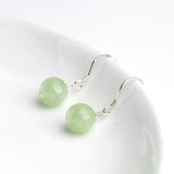 Emerald Jade Beaded Earrings Green 925 Silver Accessories