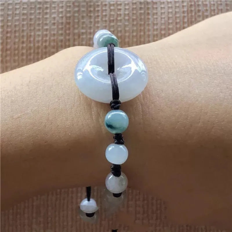 Emerald Jade Donut Bracelet Natural Charm Bangle Jadeite