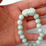 Emerald Jade Pixiu Bracelet Natural Jadeite Beaded Charm Bracelet for Women