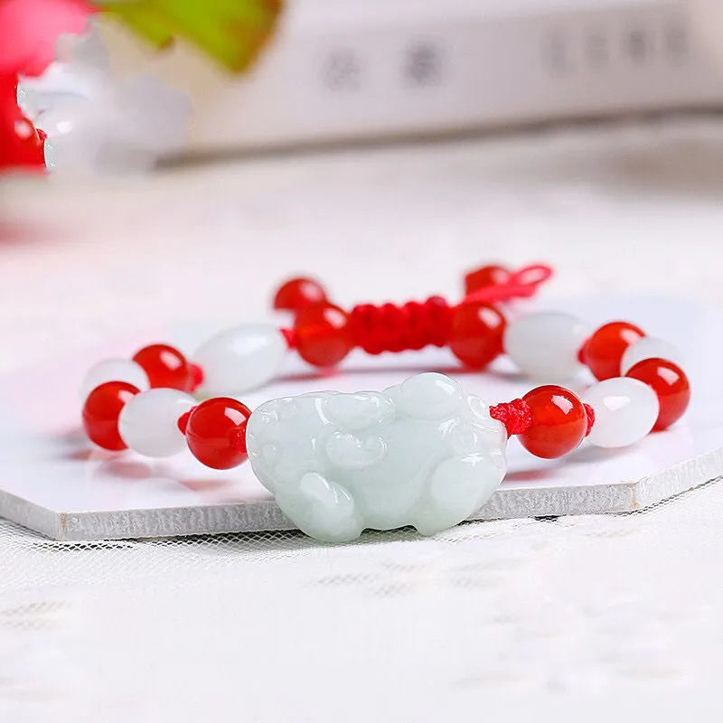Emerald Jade Pixiu Bracelet Vintage Jewelry Natural Gemstone