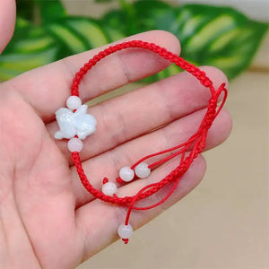 Emerald Jade Rabbit Charm Chinese Bangle