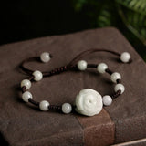 Emerald Jade Rose Bracelet Jewelry Talismans for Women Men