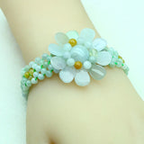Emerald Jade Sunflower Bracelet Natural Jadeite Jewelry