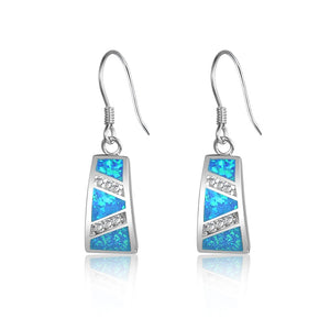 Emerald Opal Natural Stone Earrings - Long Silver 925