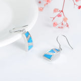 Emerald Opal Natural Stone Earrings - Long Silver 925