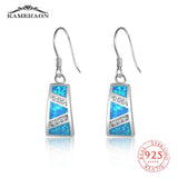 Emerald Opal Natural Stone Earrings - Long Silver 925