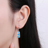 Emerald Opal Natural Stone Earrings - Long Silver 925