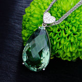 Emerald Pendant Heart Set with Zircon Treasure Necklace