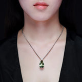 Emerald Pendant Heart Set with Zircon Treasure Necklace