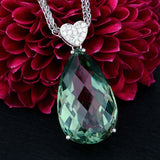 Emerald Pendant Heart Set with Zircon Treasure Necklace