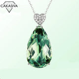 Emerald Pendant Heart Set with Zircon Treasure Necklace