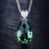 Emerald Pendant Heart Set with Zircon Treasure Necklace