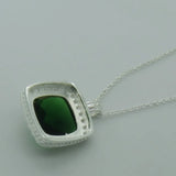 Emerald Pendant Necklace Silver 925 Green Gemstone Anniversary Jewelry