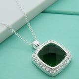Emerald Pendant Necklace Silver 925 Green Gemstone Anniversary Jewelry