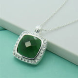 Emerald Pendant Necklace Silver 925 Green Gemstone Anniversary Jewelry