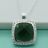Emerald Pendant Necklace Silver 925 Green Gemstone Anniversary Jewelry