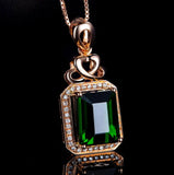 Emerald Pendant Silver Plated 18K Rose Gemstone Necklace