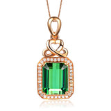 Emerald Pendant Silver Plated 18K Rose Gemstone Necklace