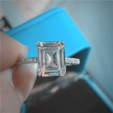 3ct Lab Diamond Emerald Cut Ring 925 Silver Engagement Wedding Band