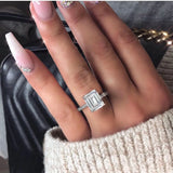 3ct Lab Diamond Emerald Cut Ring 925 Silver Engagement Wedding Band