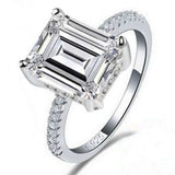 3ct Lab Diamond Emerald Cut Ring 925 Silver Engagement Wedding Band