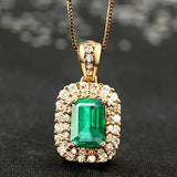 Emerald Green Crystal Pendant Necklace for Women 18k Choker Diamond Bijoux