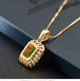 Emerald Green Crystal Pendant Necklace for Women 18k Choker Diamond Bijoux