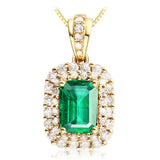 Emerald Green Crystal Pendant Necklace for Women 18k Choker Diamond Bijoux
