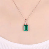 Emerald Gemstone Pendant Necklace 18k Rose Bague Zircon Diamond Jewelry